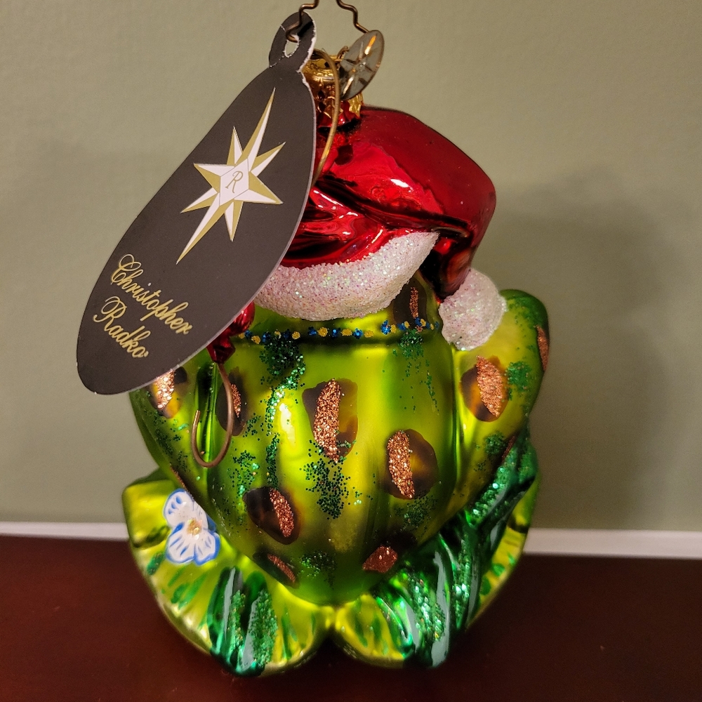 Christopher Radko "Ribbit Reader" Ornament - Picture 2 of 6